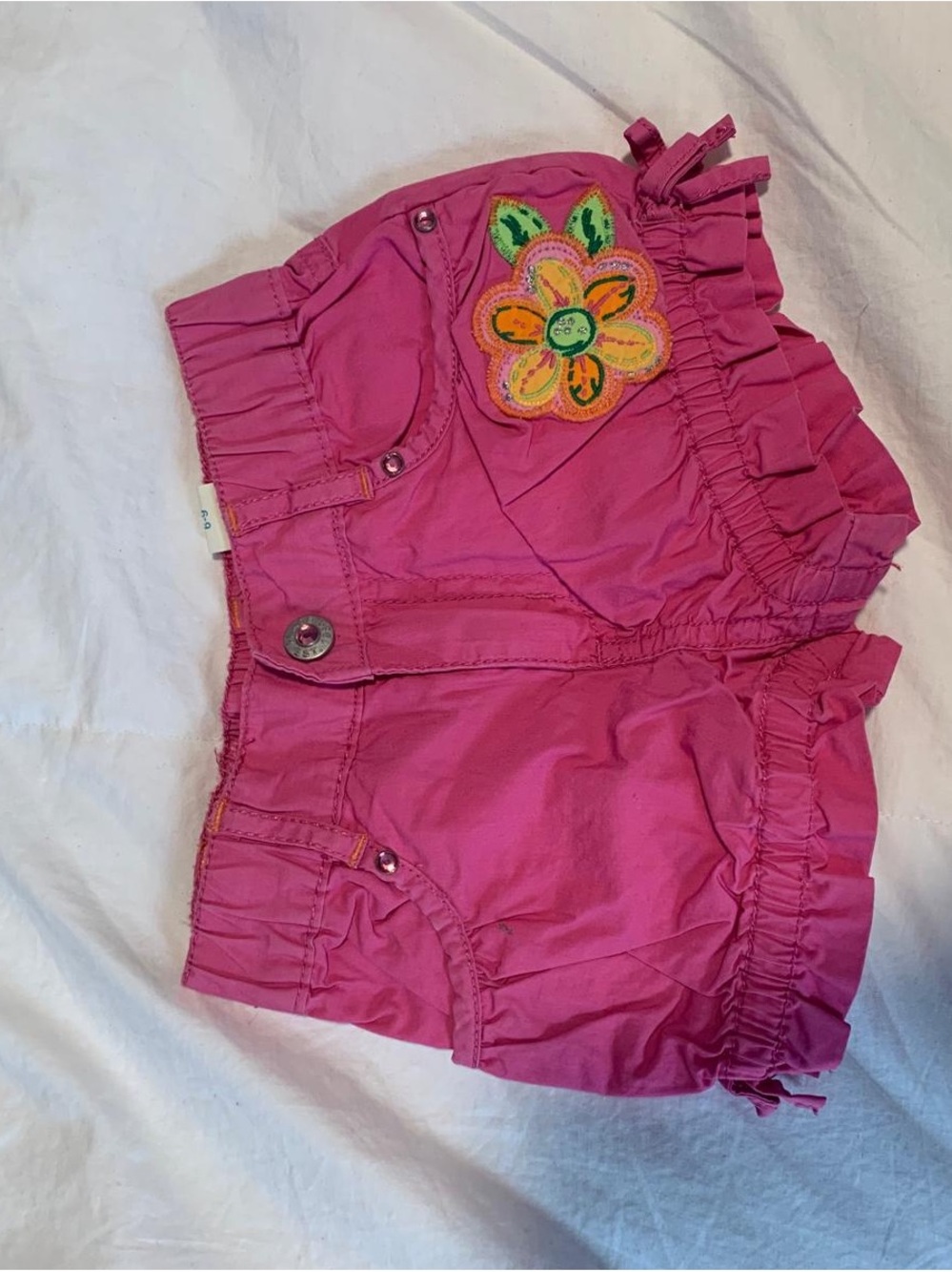 The Children's Place Bright Pink Flower Patch Ruffle Shorts